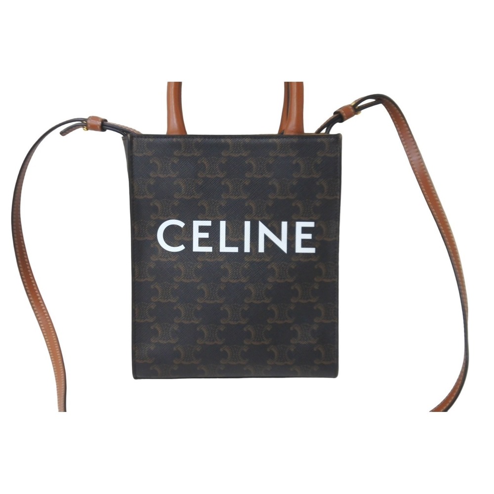 CELINE Vertical Triomphe Canvas Handbag Logo - Picture 2 of 9
